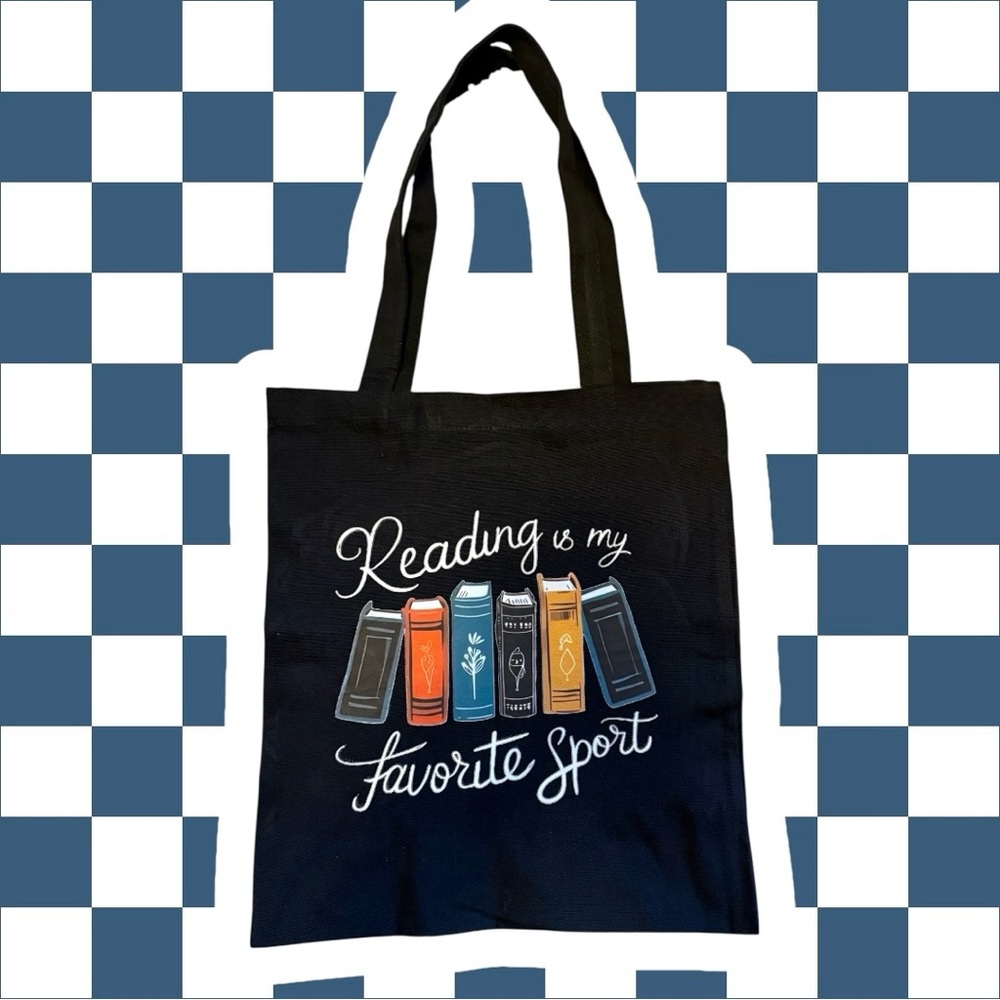 Black Tote Bag with Book Design